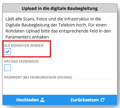 Option Als Rohdaten senden